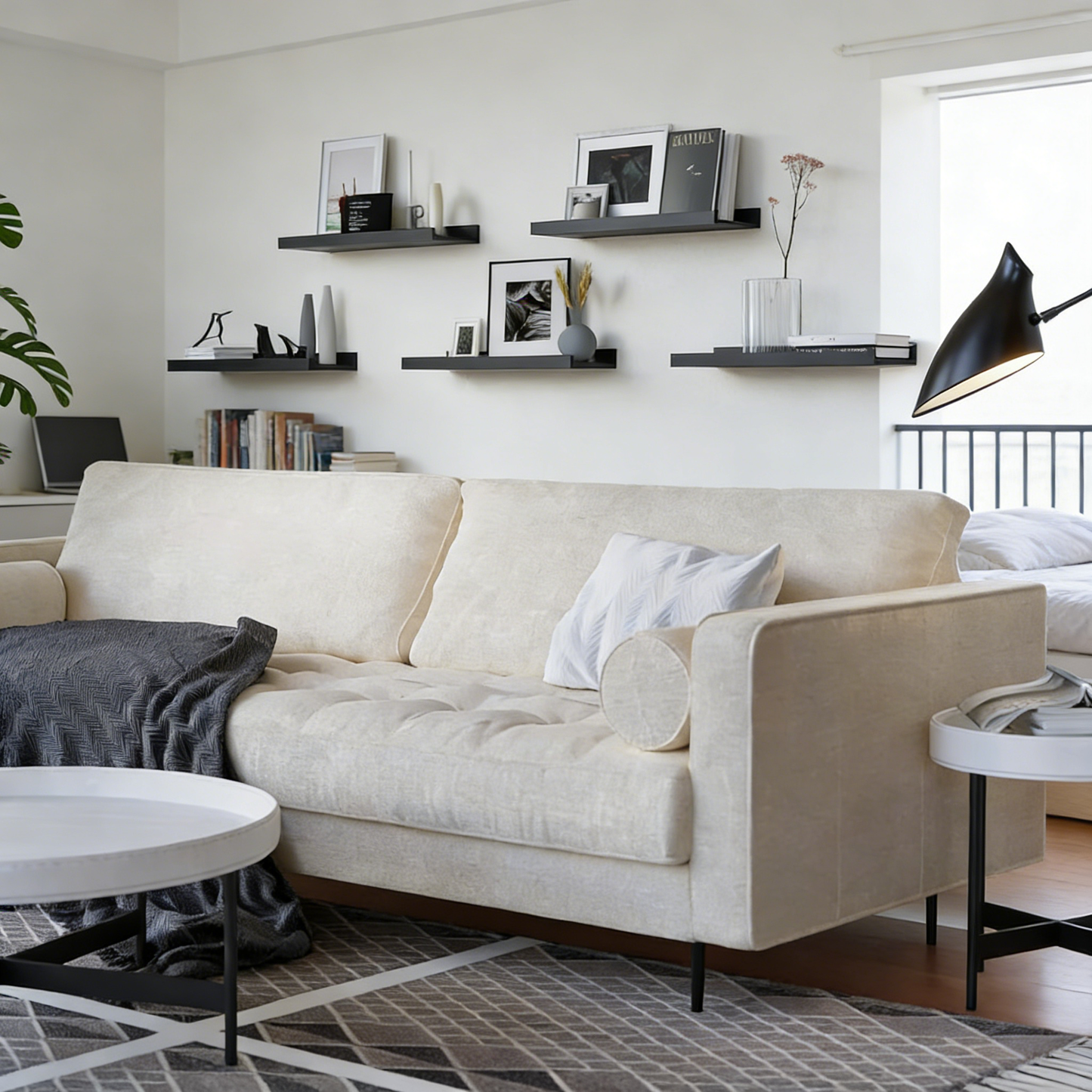 Wall Mounted Floating Shelves with Front Lip – MDF Storage Shelves for Bathroom, Kitchen & Living Room