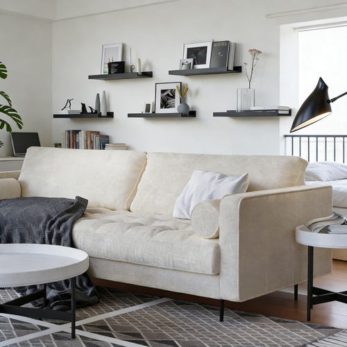 Wall Mounted Floating Shelves with Front Lip – MDF Storage Shelves for Bathroom, Kitchen & Living Room