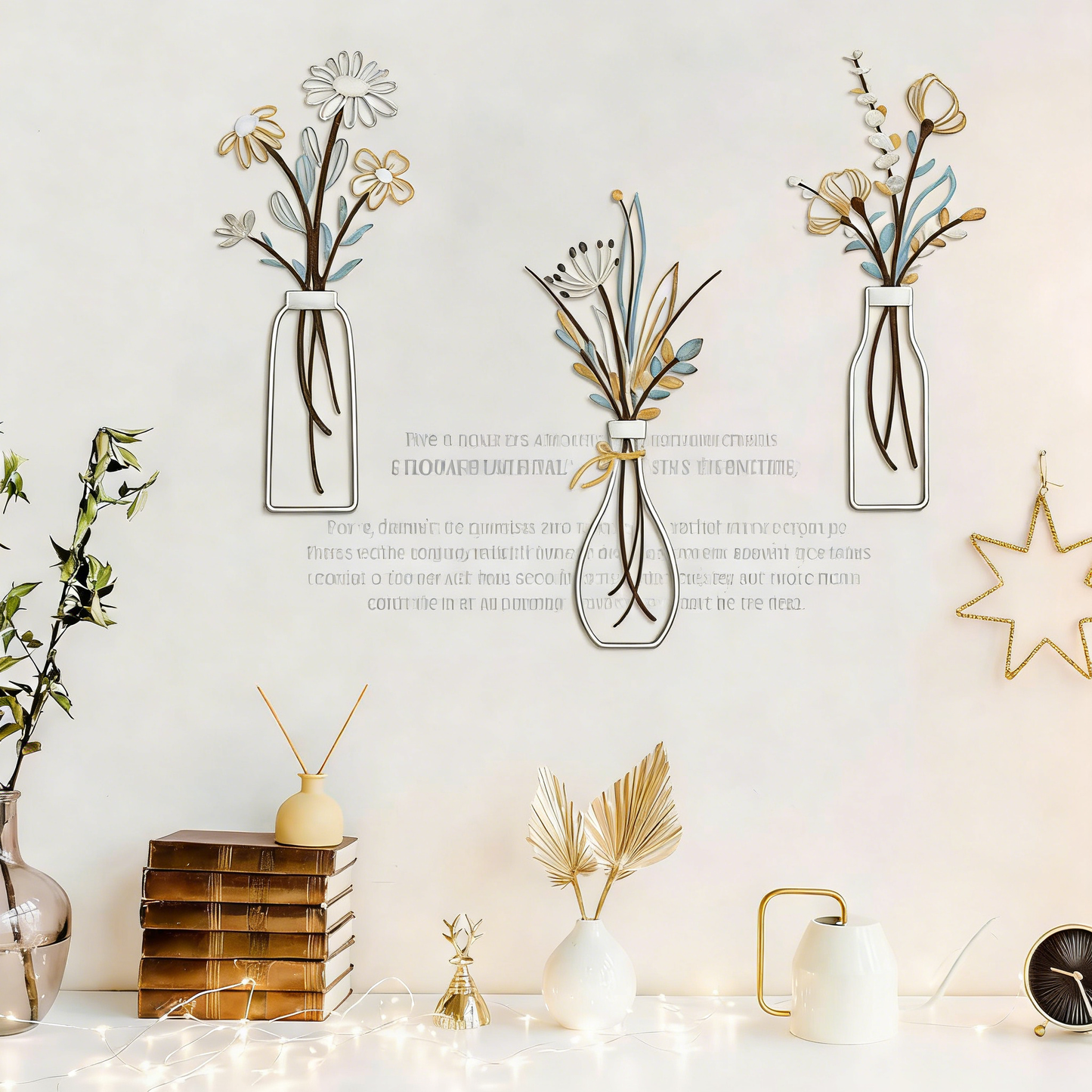 3-Piece 3D Hollow Flower Vase Wall Decor Set – Water-Resistant Minimalist Art for Living Room & Bedroom