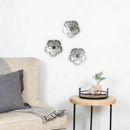 12" Round Decorative Tray – Wood & Metal Farmhouse Serving Tray for Coffee Table & Bathroom