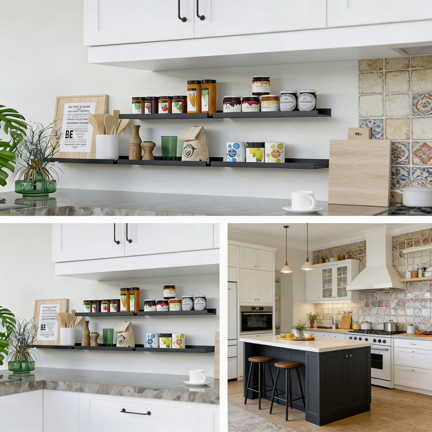 Wall Mounted Floating Shelves with Front Lip – MDF Storage Shelves for Bathroom, Kitchen & Living Room