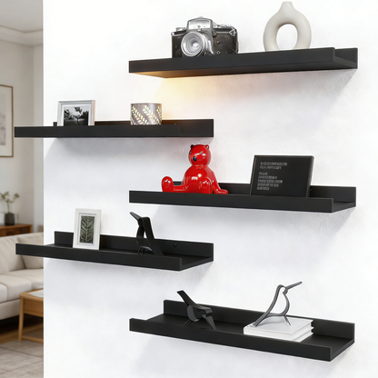 Wall Mounted Floating Shelves with Front Lip – MDF Storage Shelves for Bathroom, Kitchen & Living Room